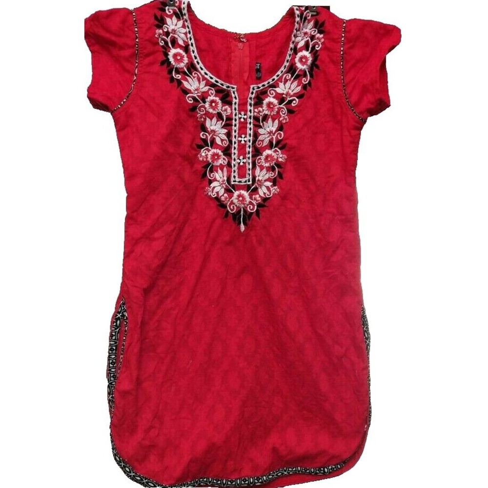 Authentic Ethnic Childs Kurta/Kameez Size 34 Age 4-5 yrs Red Embellished